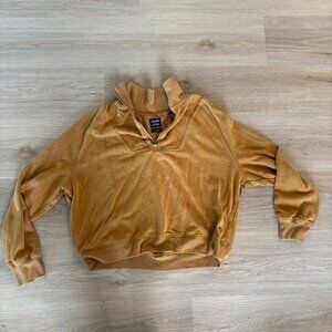 ** Prana Crop Mustard Yellow Womans quarter Zip sweatshirt large